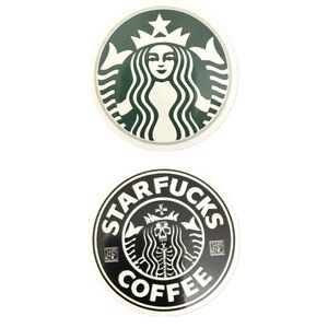 Urban Skateboarding Stickers Starbucks and Alternative Logos - Set of 2